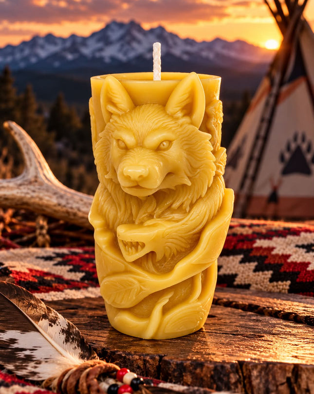 Wolf Pillar - 100% Beeswax Candle