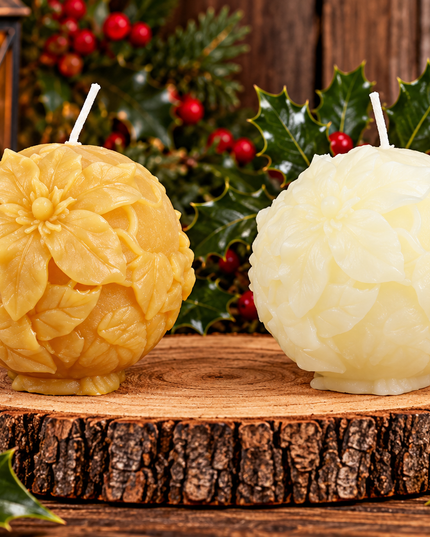 Holly Ball (Gold or White) - 100% Natural Pure Beeswax