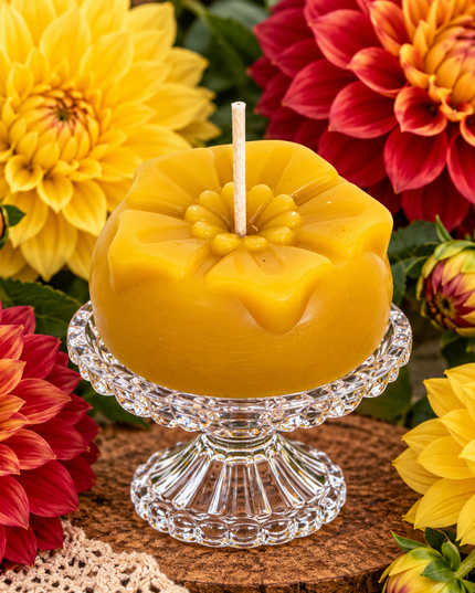 Dahlias Flower - Gold 100% Natural Pure Beeswax