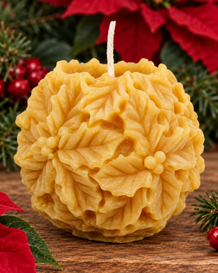 Poinsettia Ball Gold - 100% Natural Pure Beeswax