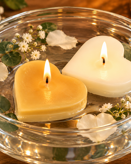 Floating Heart (Gold or White) - 100% Natural Pure Beeswax