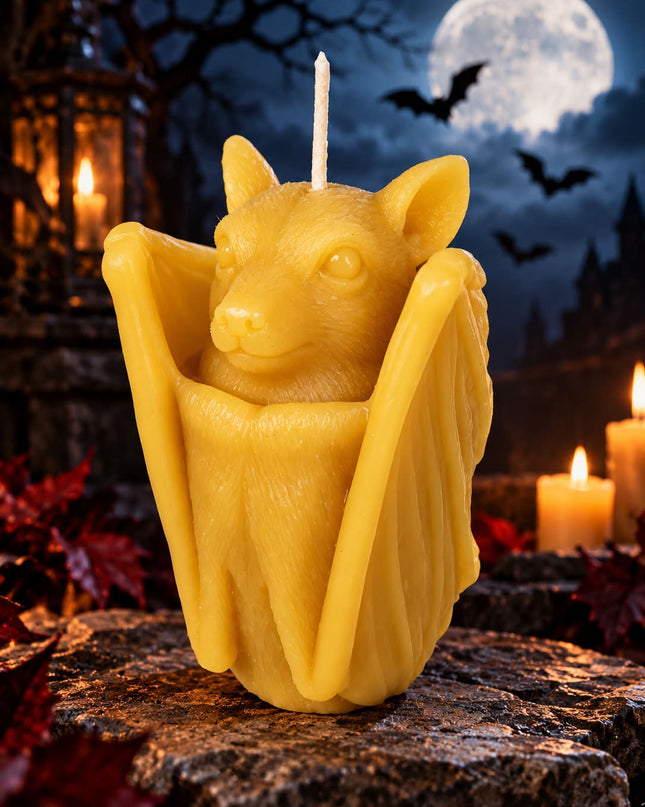 Handmade 100% Beeswax Vampire Bat - Black or Gold