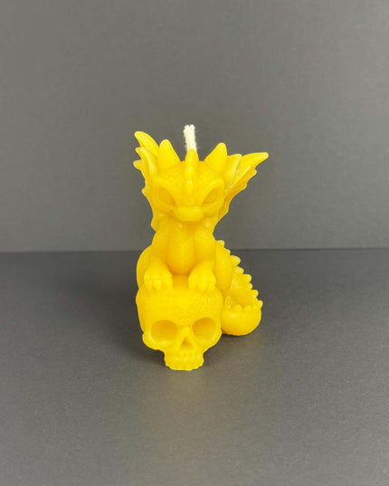 Dragon on Skull - 100% Beeswax Candle