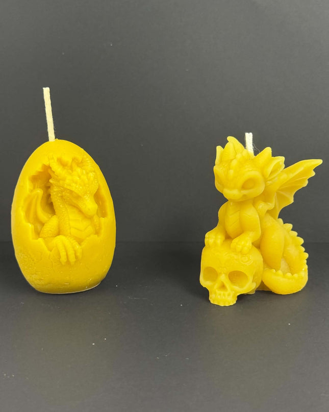 Dragon on Skull - 100% Beeswax Candle