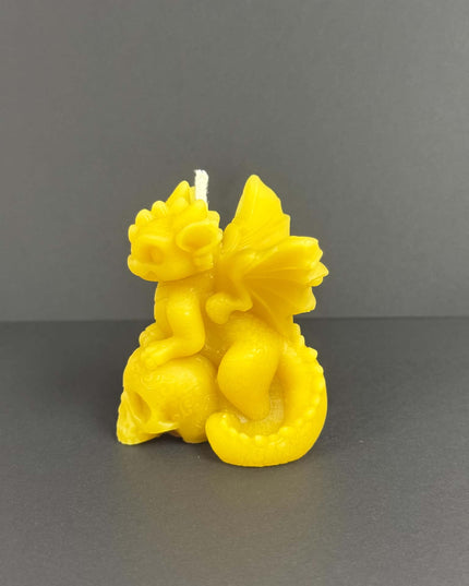 Dragon on Skull - 100% Beeswax Candle