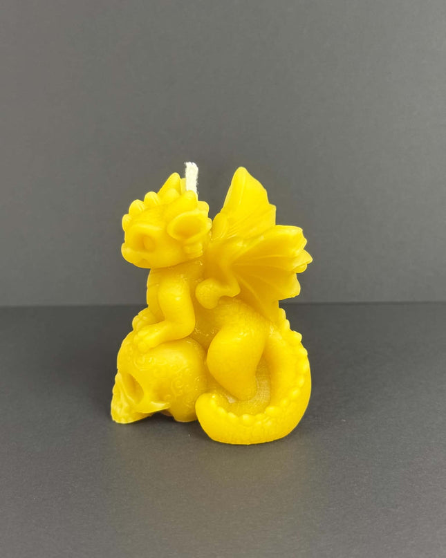 Dragon on Skull - 100% Beeswax Candle