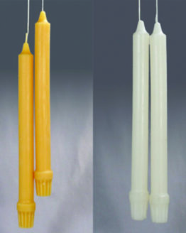 two pairs of Colonial-style taper beeswax candles