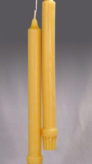 a pair of Colonial-style taper gold beeswax