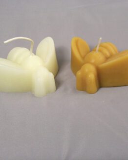 Two Honey Bee Beeswax Candles In Gold and White