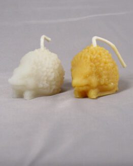 Two Beeswax Rat Shaped Candles In Gold and White